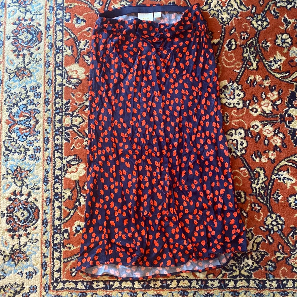 Anthropologie Red and Black Midi Skirt